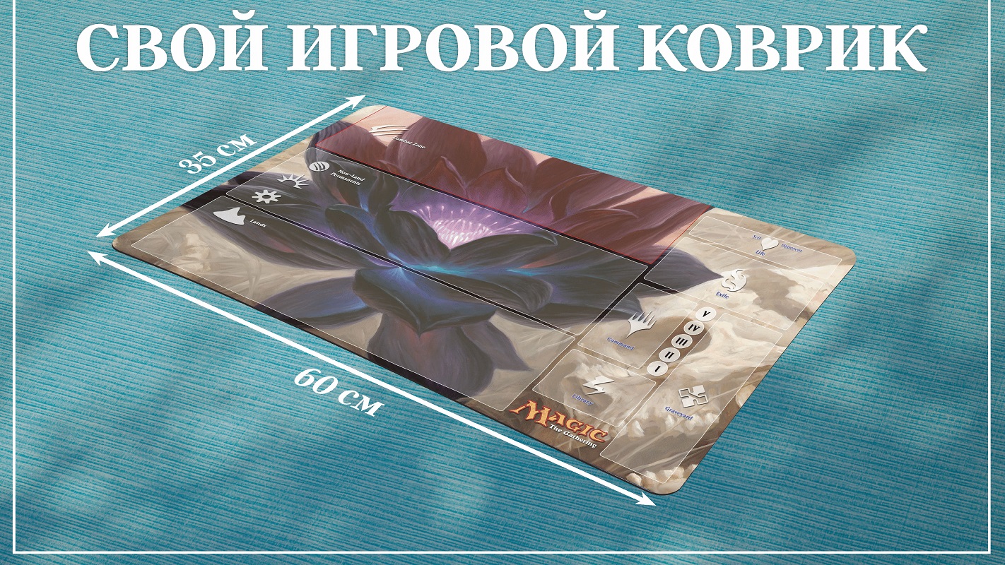 Уникальное игровое поле (playmat со своим рисунком) 35х60 двухстороннее